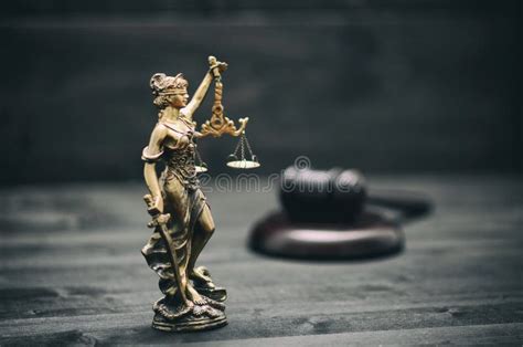 Scales Of Justice Judge Gavel Lady Justice On A Black Background