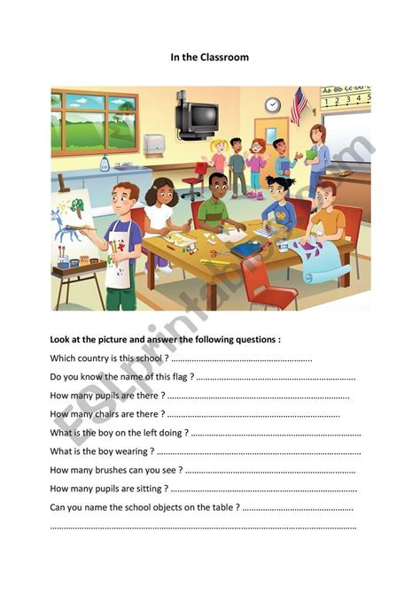 In The Classroom Esl Worksheet By Frieda76 80e