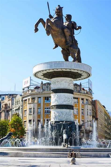 Skopje Mazedonien 12 Oktober 2017 Alexander The Great Statue