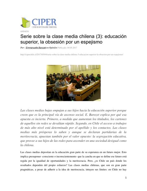 Pdf Ciper Chile Serie Clase Media Educaci N Superior La