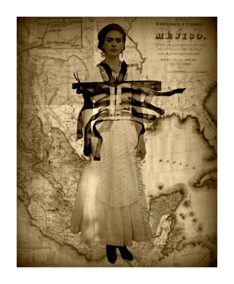 Frida Kahlo Back Brace Original Art Print Photomontage Mixed Media