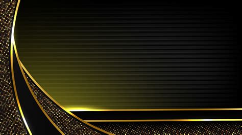 Abstract Black Luxury Background Of Modern Dark Gold Curve Line And