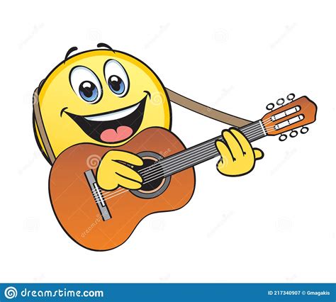 Emoji Character Singing And Playing The Guitar Stock Illustration