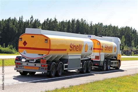 Shell Fuel Truck Hauls Fuel Along Freeway Illustrative Editorial