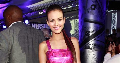 Victoria Justice In A Metallic Pink Minidress At The Versus Versace