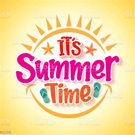 Summer Time Poster Design With Happy And Fun Concept Stock Illustration