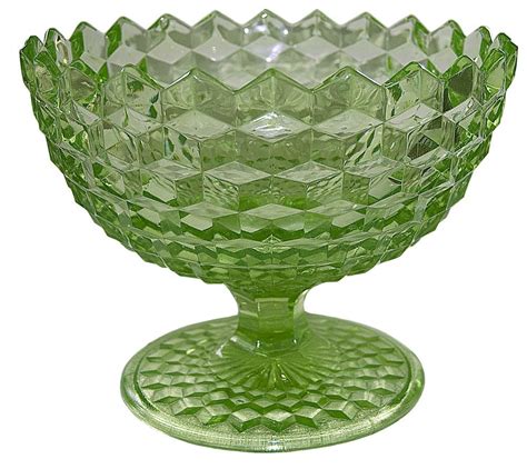 Fostoria American Livochovice Rare Green Cube Footed Punch Bowl Fostoria American Fostoria