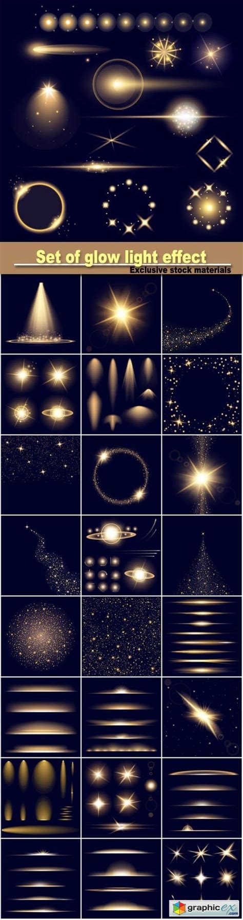 Set Of Glow Light Effect Stars Bursts With Sparkles For Illustration