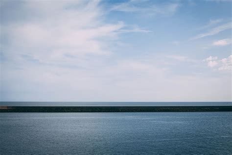 Hd Wallpaper France Dunkirk Blue Sky Clouds Boat Line Infinity