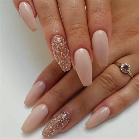 Unghie Ballerina Smalto Rosa Lucido Accent Nail Smalto Glitter