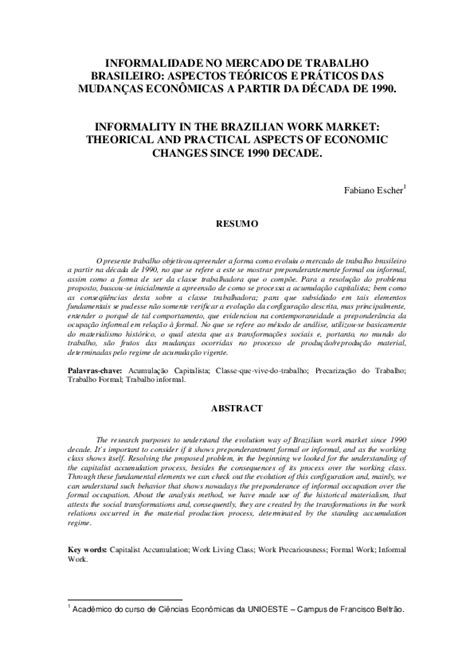 pdf informalidade no mercado de trabalho brasileiro aspectos teóricos e práticos das mudanças