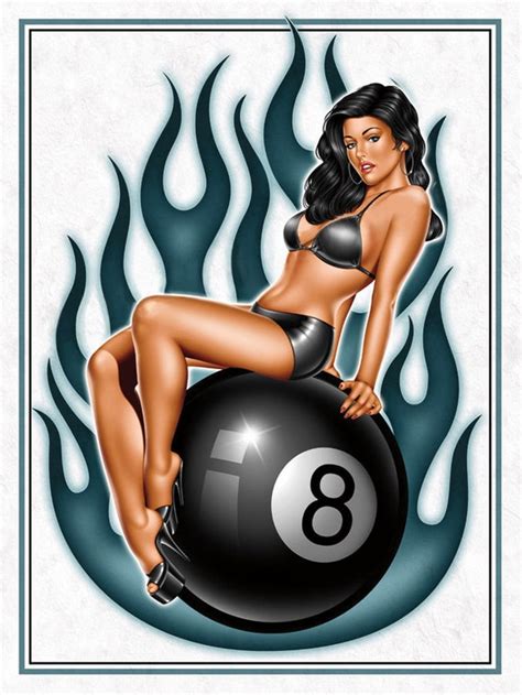 Pin Up Pool Table 8 Ball Vintage Replica Tin Sign Etsy