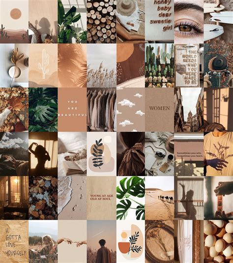 Earth Inspired Wall Collage Kit Brown Aesthetic Photos Etsy In 2020