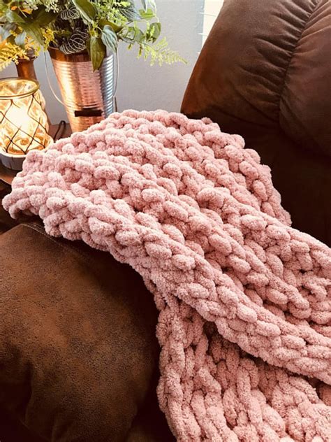 Chunky Chenille Hand Knitted Throw Blanket Etsy
