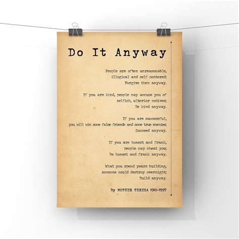 Do It Anyway Poem By Mother Teresa Poster Print Mother Etsy
