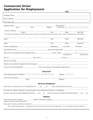An application letter is written for various reasons say an application for job requisition, business application letter, and scholarship. Fillable Driver Application - Fill Online, Printable ...