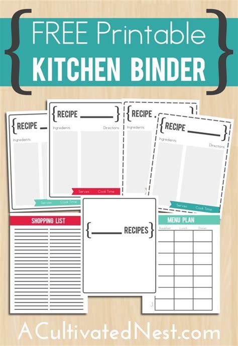 Free Printable Kitchen Binder A Kitchen Binder Will Help You Keep All