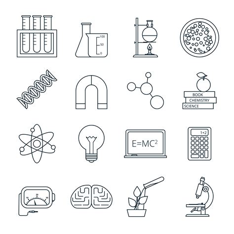 Science Icons Outlined Icons Set 463321 Vector Art At Vecteezy