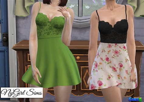 Nygirl Sims 4 Lace Corset Flare Dress Solids And Prints