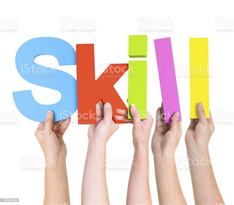 Diverse Human Hands Holding Word Skill Stock Photo Download Image Now