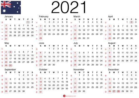 🇦🇺 Download Free 2021 Calendar Australia 🇦🇺