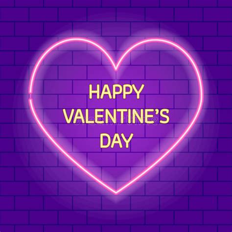 Happy Valentines Day Neon Glowing Text Stock Vector Illustration Of