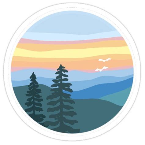 Mountain Sunset Sticker In 2021 Print Stickers Aesthetic Stickers