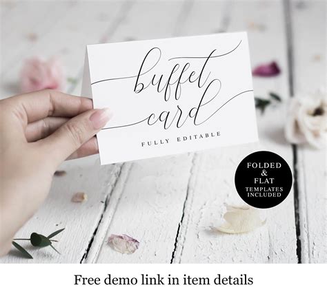 Elegant Food Label For Buffet Printable Card Template Etsy Uk