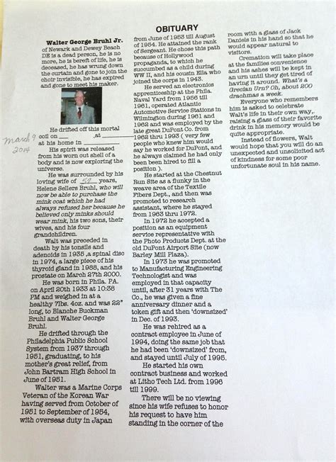 Man Writes Own Obituary