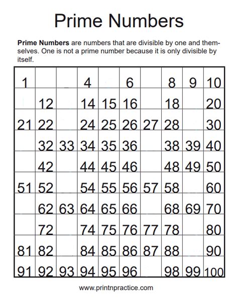 Free Printable Prime Number Chart Printable Templates