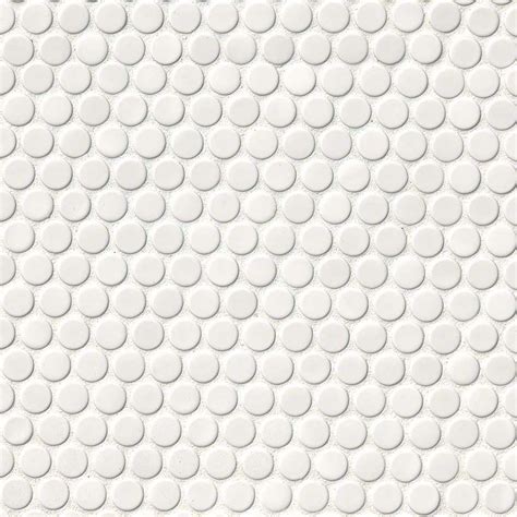 White Glossy Penny Round Mosaic Granite Countertops Seattle
