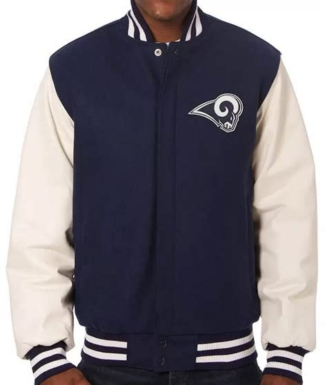 Letterman Nfl Los Angeles Rams Varsity Blue And White Jacket Jackets