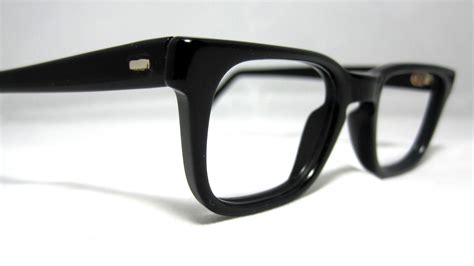 Vintage 50s Mens Eyeglasses Black Horn Rim Mad Men Frames Glasses