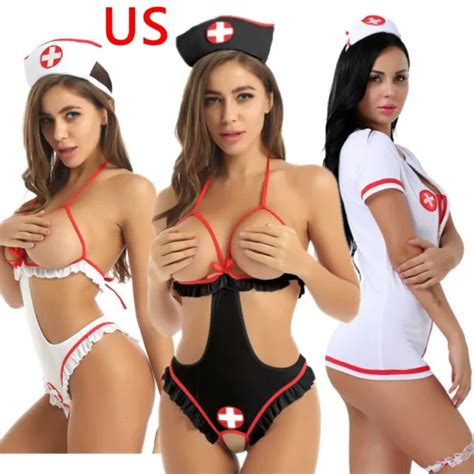 Us Sexy Womens Naughty Nurse Doctor Cosplay Costume Roleplay Lingerie