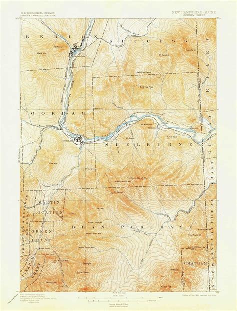 Gorham New Hampshire 1893 1904 Usgs Old Topo Map 15x15 Nh Quad Old