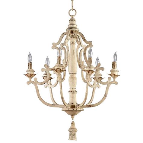 Maison French Country Antique White 6 Light Chandelier Kathy Kuo Home