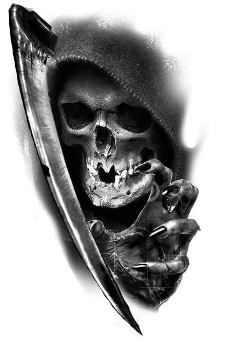 Evil Skull Tattoo Grim Reaper Tattoo Grim Reaper Art Skull Sleeve