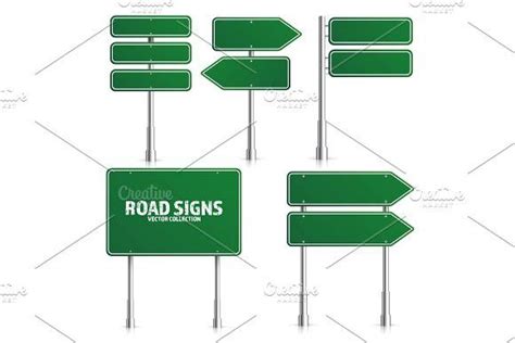 Road Green Traffic Sign Blank Board With Place For Textmockup