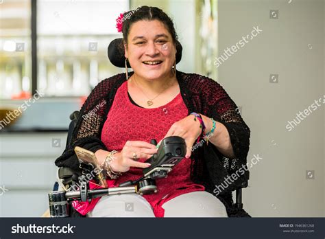 Maori Woman Cerebral Palsy Wheelchair Wellington Stock Photo