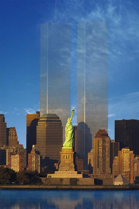 World Trade Center Fading Behind Statue Of Liberty Editorial