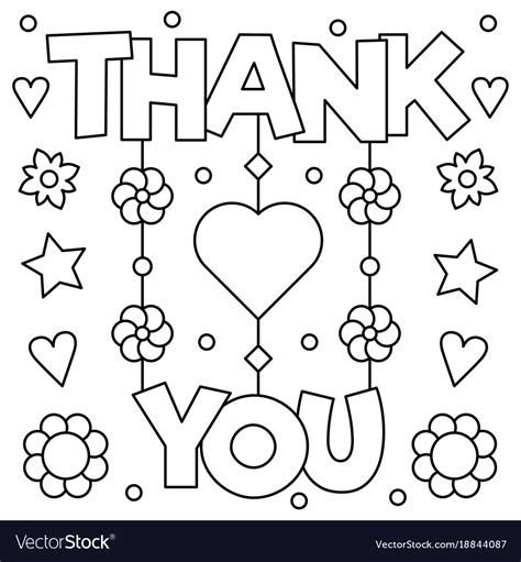 Thank you for your service coloring pages kid with flowers. Thank you coloring page Royalty Free Vector Image