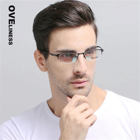 pure titanium eyeglasses frames men optical glasses half rim eye glasses frames for men