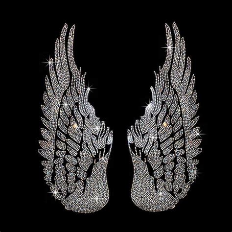 crystal angel wings rhinestone iron on heat transfer angel etsy