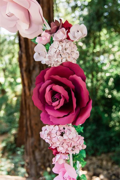 Pink Paper Rose And Hydrangea Wedding Arch