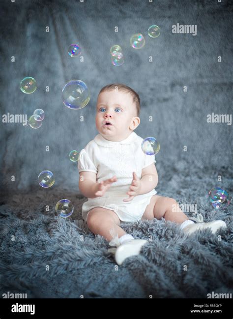 Boy With Soap Bubbles Stock Photo Alamy