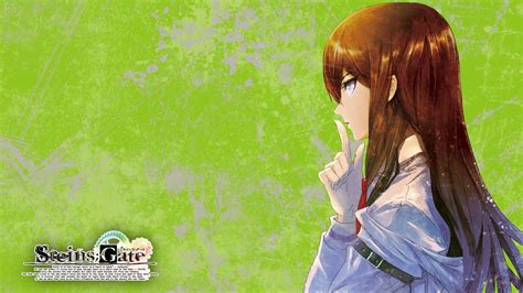 Wallpaper Illustration Redhead Anime Girls Blue Eyes Green White Shirt Makise Kurisu