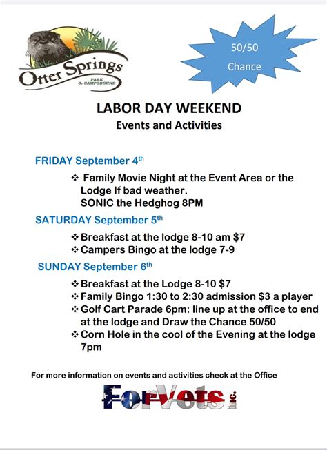 labor day weekend events 2020 otter springs 352 463 0800