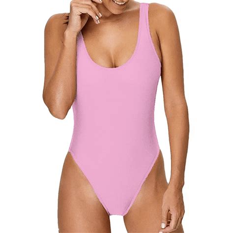 pretty robes one piece high cut swimsuit bathing suit for women with a sexy classic scoop neck