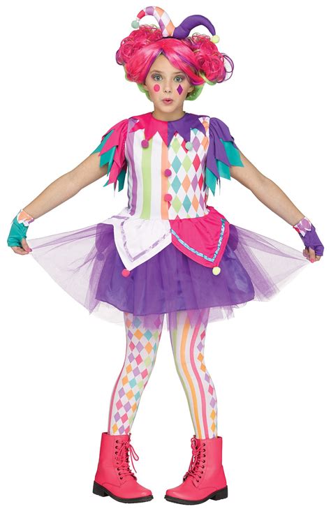 Rainbow Harlequin Girls Fancy Dress Carnival Teens Jester Kids