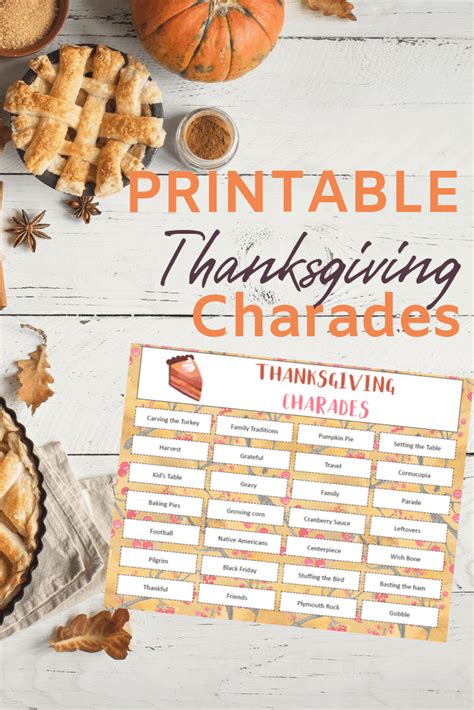 Friendsgiving Ideas Free Printable Thanksgiving Charades Game